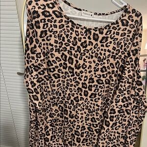 Nuggles Women's Leopard Midi Dress in Taupe/Black